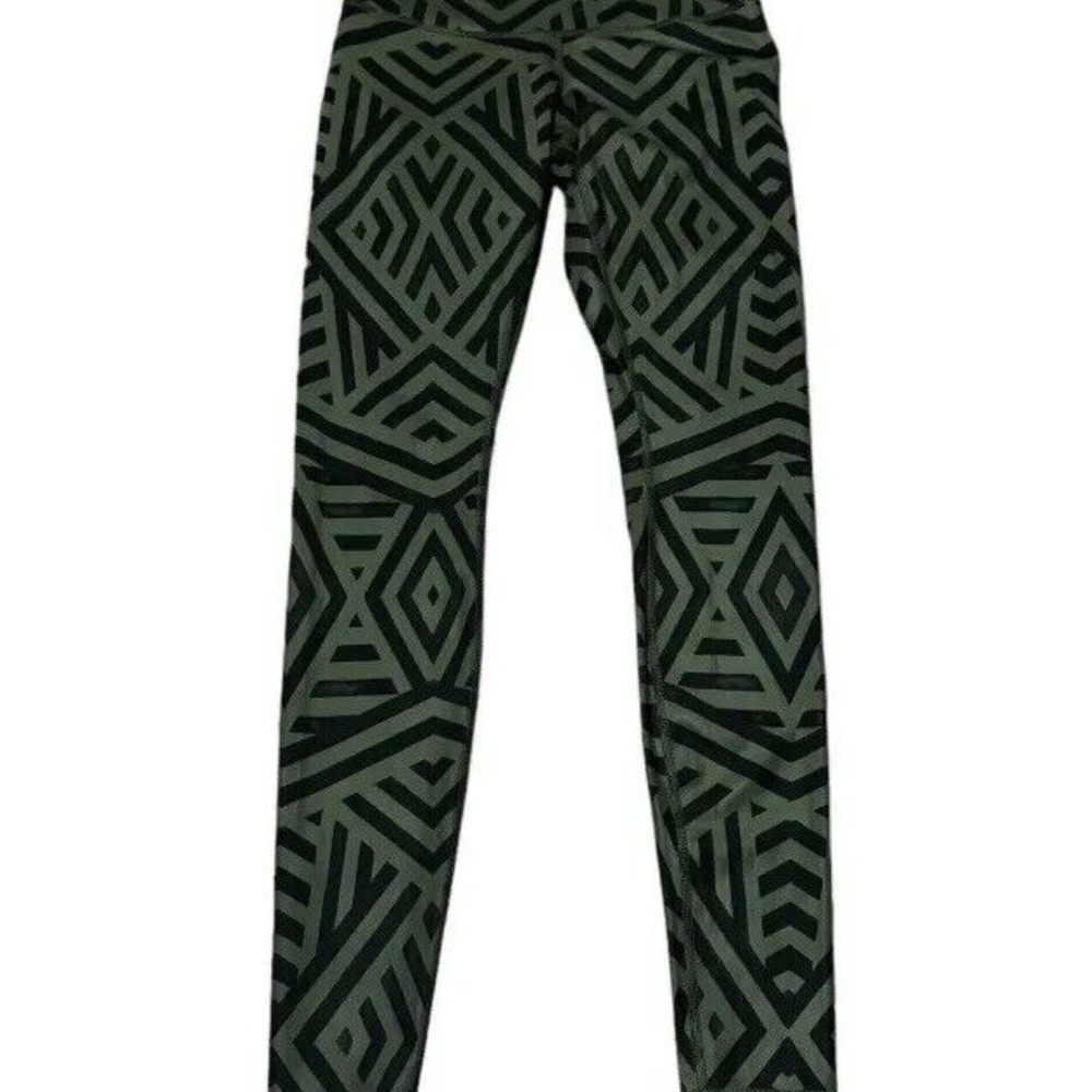 Lululemon Wunder Under Leggings Luxtreme Chevron Shuffle Fatigue Green Sz 4 - Picture 2 of 14